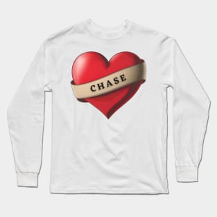 Chase - Lovely Red Heart With a Ribbon Long Sleeve T-Shirt